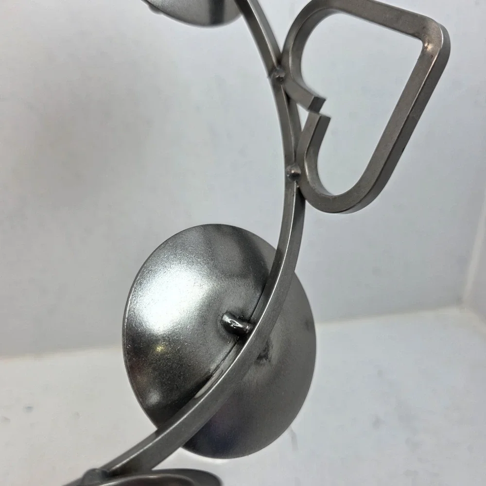 MCM Vtg Scandinavian Wrought Iron Candle Holder Candelabra Heart Lucia Crown 10